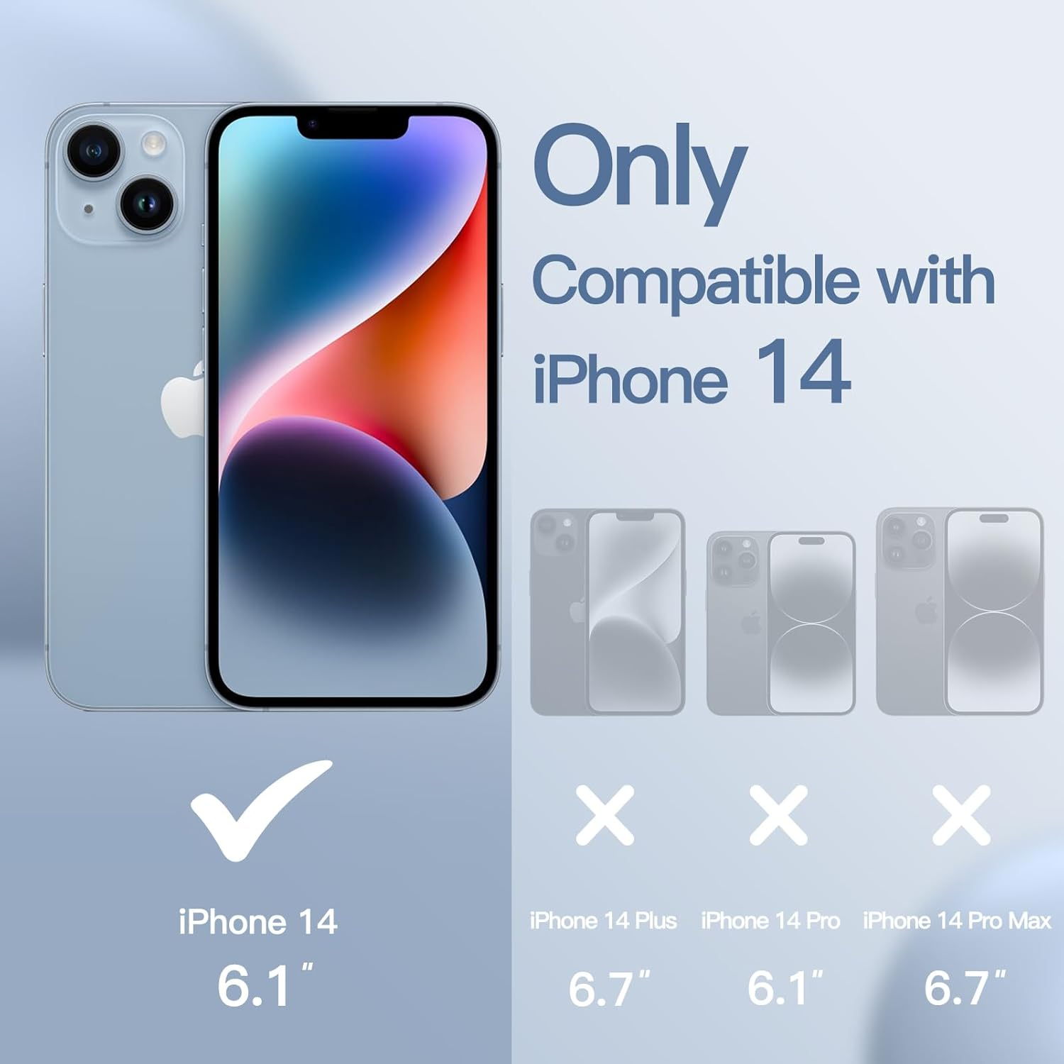 Jetech Silicone Case for Iphone 14 6.1-Inch, Silky-Soft Touch Full-Body Protective Phone Case, Shockproof Cover with Microfiber Lining (Sierra Blue)