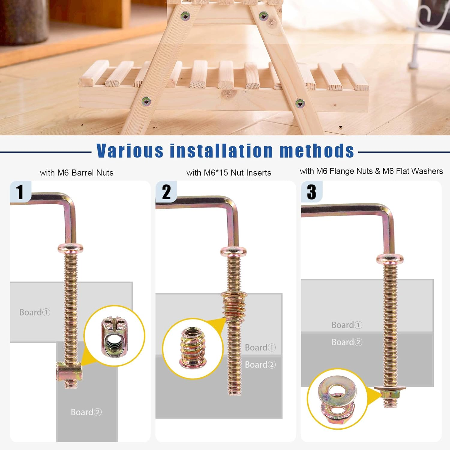 Glarks 253Pcs M6 Baby Bed Crib Screws Hardware Replacement Kit, M6X30/40/50/60/70/80Mm Hex Socket Cap Screws with Nuts Washers and Tools for Chair Table Cabinets Furniture image number 5
