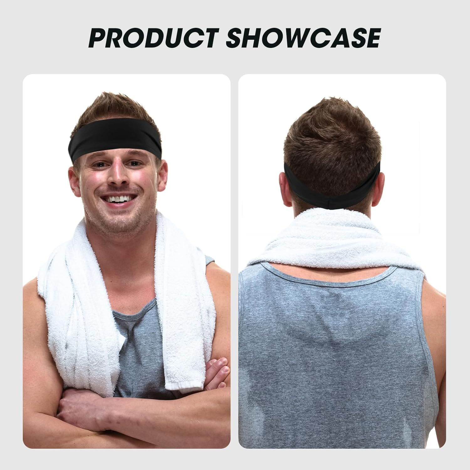 5 Pack Sports Headbands for Men, Moisture Wicking Workout Headband, Mens Sweatband Sports Headband for Running, Cycling, Basketball, Yoga, Fitness Workout Stretchy Unisex Hairband (5 Color) image number 5