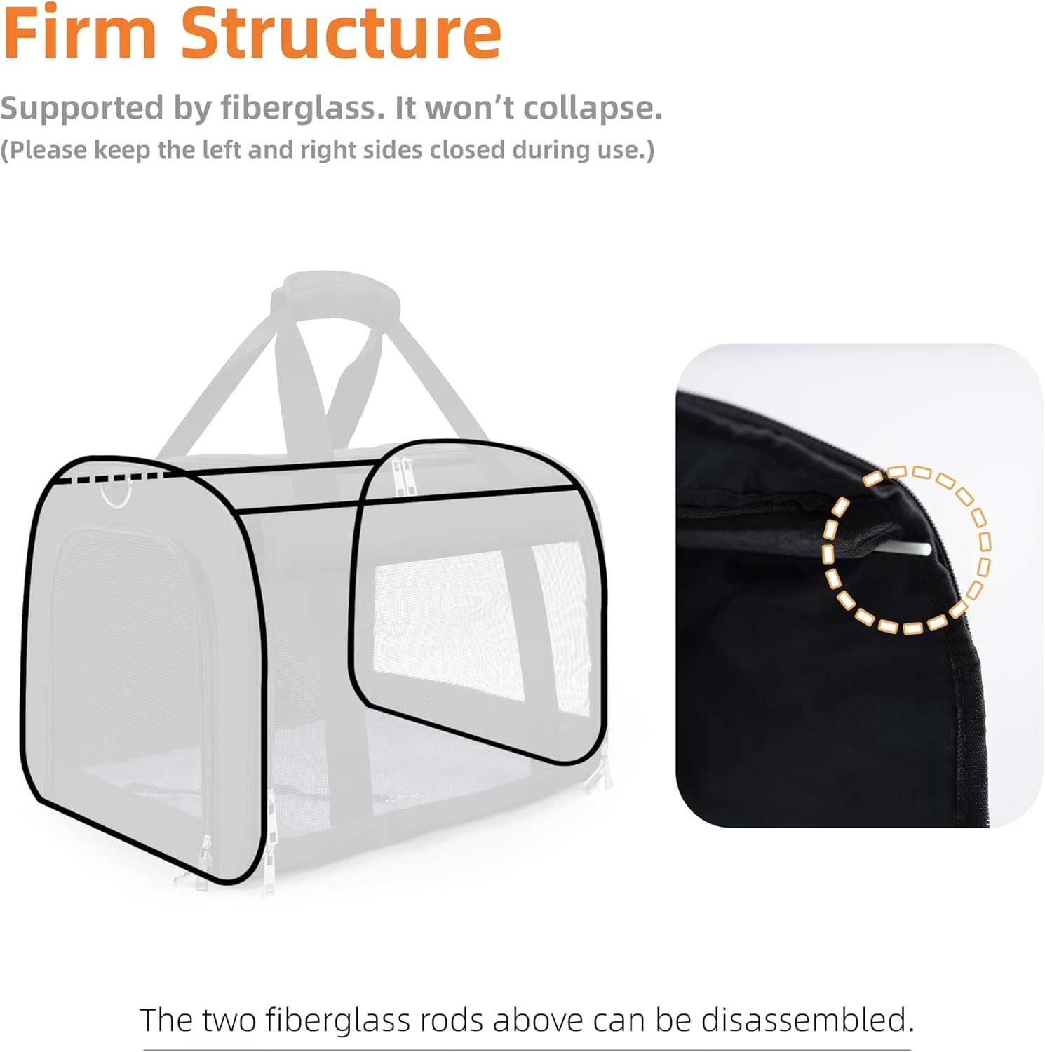 TWDEPART Dog, Cat Carrier- Durable, Ventilated & Foldable with Roll-Up Shade, Includes Free Collapsible Bowl & Cushion for Stress-Free Travel (Black) - Grey image number 7