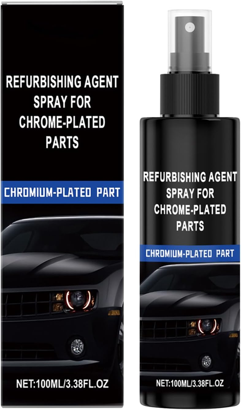 Refurbishing Spray for Chrome Plated Parts | Vehicle Chrome Parts Refurbishing Agent Spray - 100Ml Automotive Maintenance Liquid for Renovation Home Fence Door Handle Garage image number 1