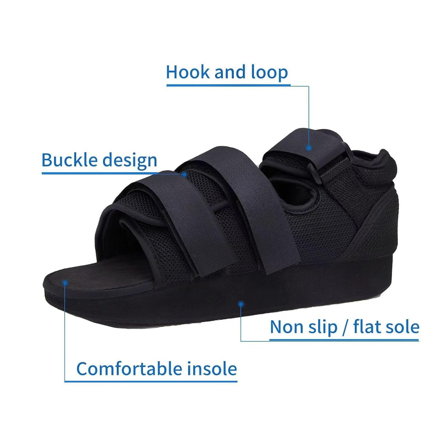 HUIHUA Post-Op Shoe - Adjustable Walking Shoe for Broken Foot, Post Surgery or Toe Surgical Walking Boot Orthopedic Recovery Cast, Left or Right Foot (L) image number 4