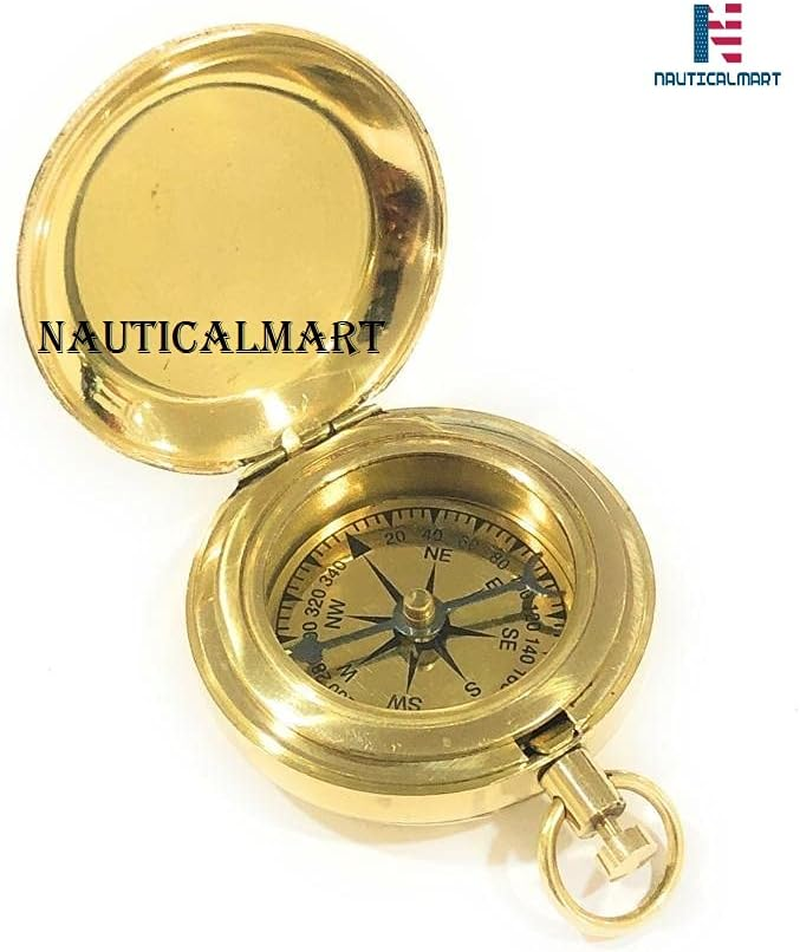 Nauticalmart Handmade Brass Push Button Compass -Direction Compass, Brass Pocket Compass, Pirate Gift Compass image number 5