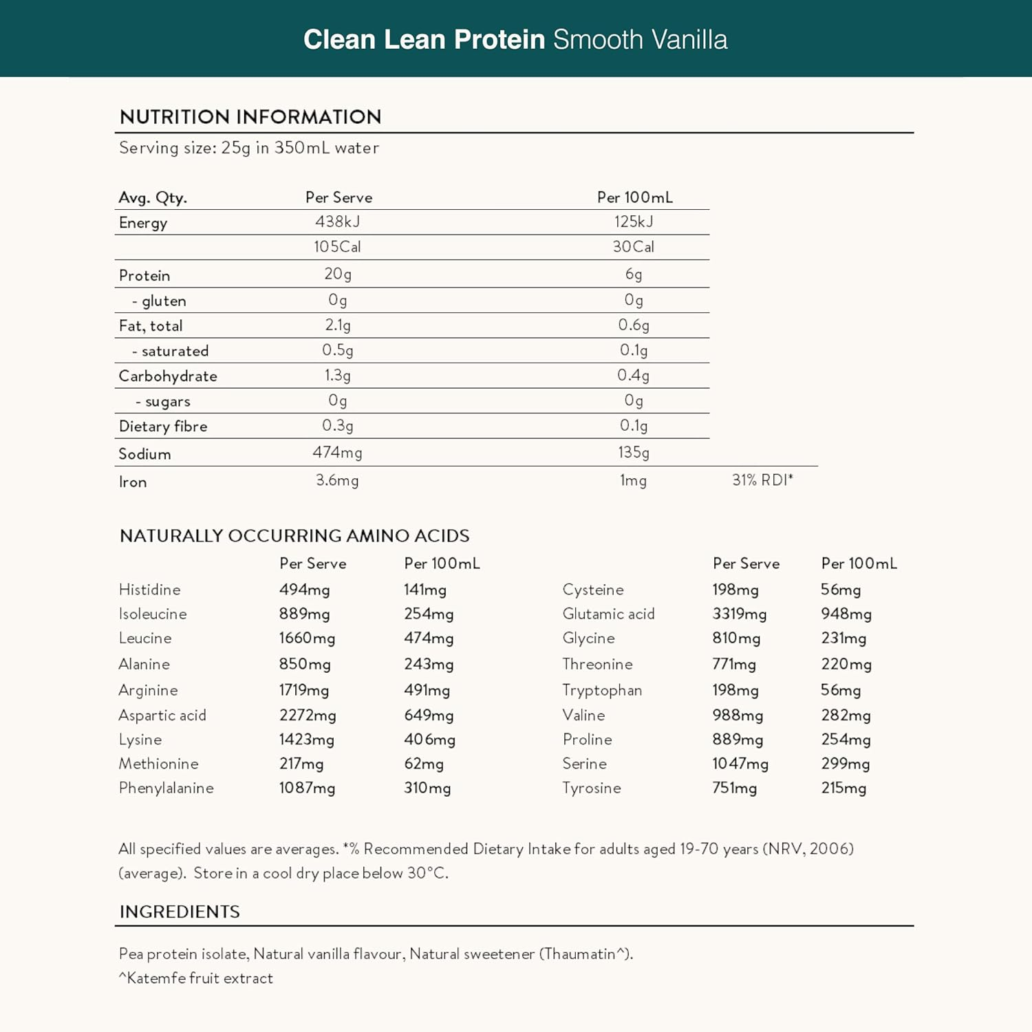 Nuzest - Pea Protein Powder - Clean Lean Protein - Vegan Protein Shake - Plant-Based Low Calorie & Low Carb - Gluten Free - Dairy Free (250G, Vanilla) image number 1