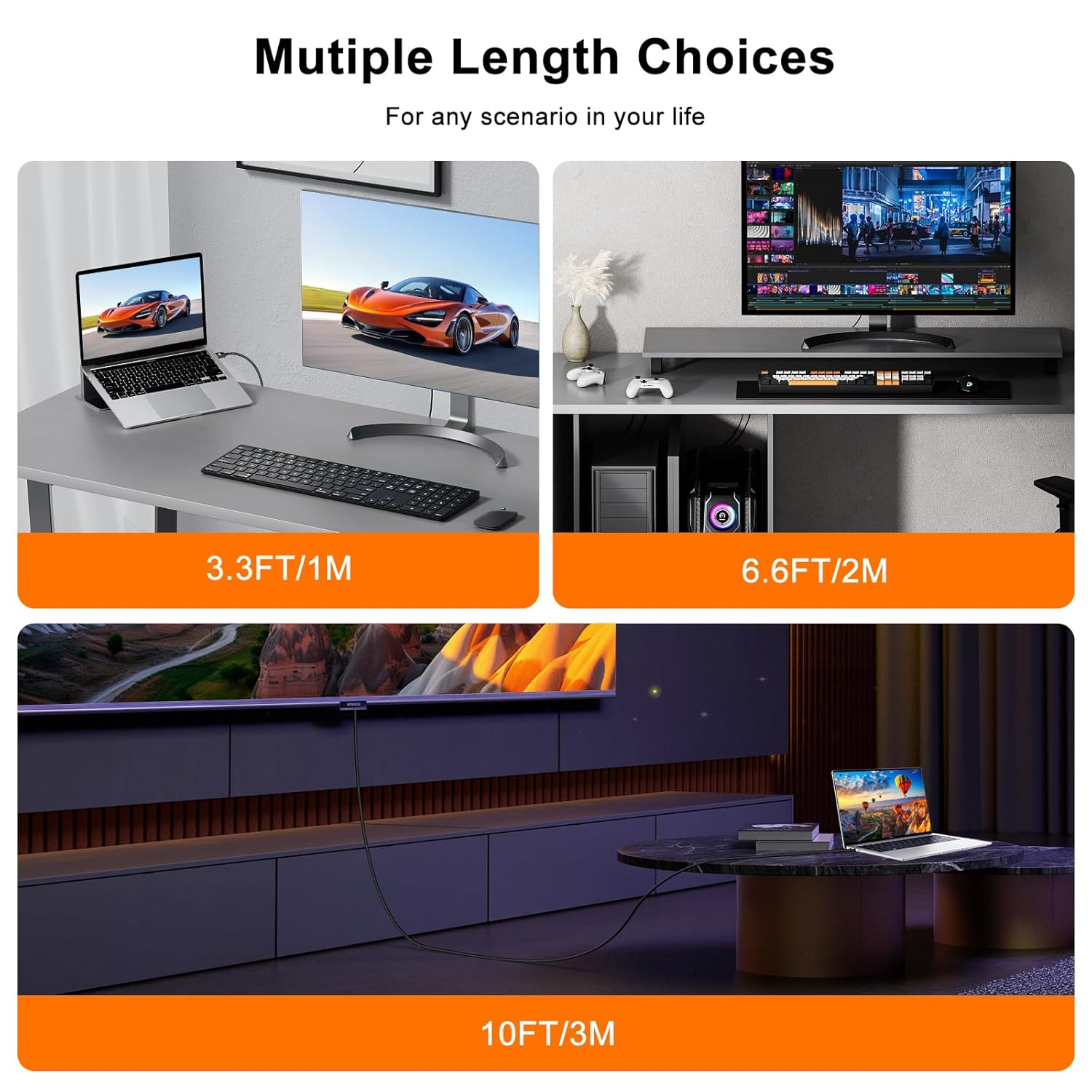 4K Displayport to HDMI Cable 2M,Uni-Direction,4K@30Hz,2K@60Hz,1080P Full Hd,Dp(Source) to Hdmi(Display) Cable,Pvc Cord,Gold-Plated Plugs for Dell,Nvidia,Amd,Lenovo,Monitor, Projector(2M) image number 6