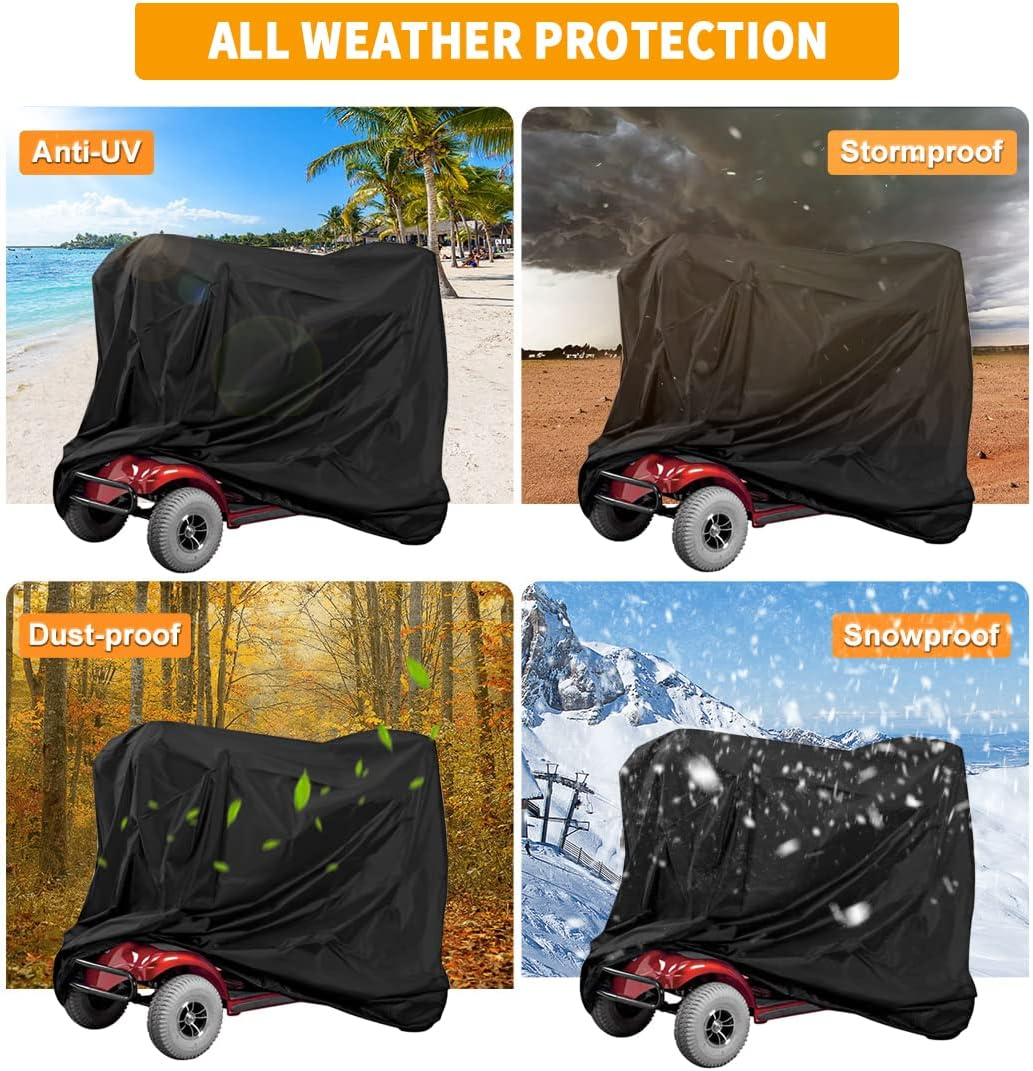 Mobility Scooter Cover, 55Inch Wheelchair Cover Waterproof for 3&4 Wheel Electric Mobility Scooter Accessories Outdoor-55 L X 26" W X 36" H