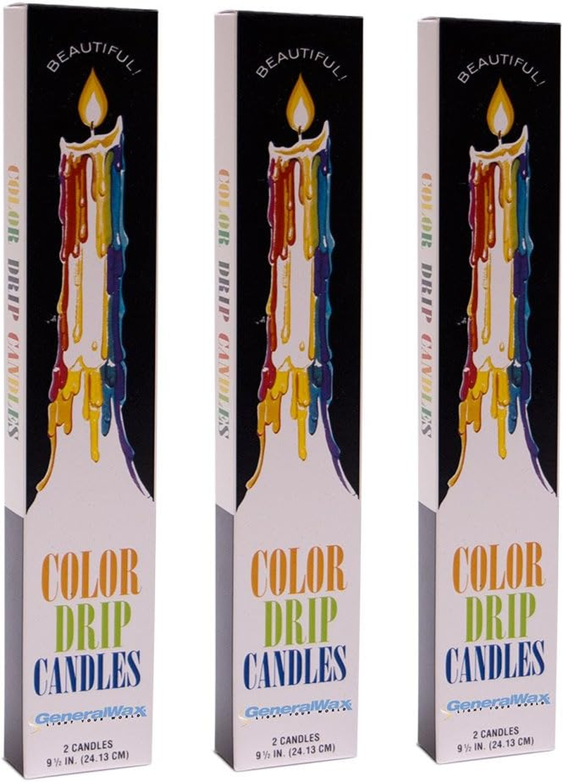 Color Drip Candles, 3-Pack (6 Candles Total), Unscented