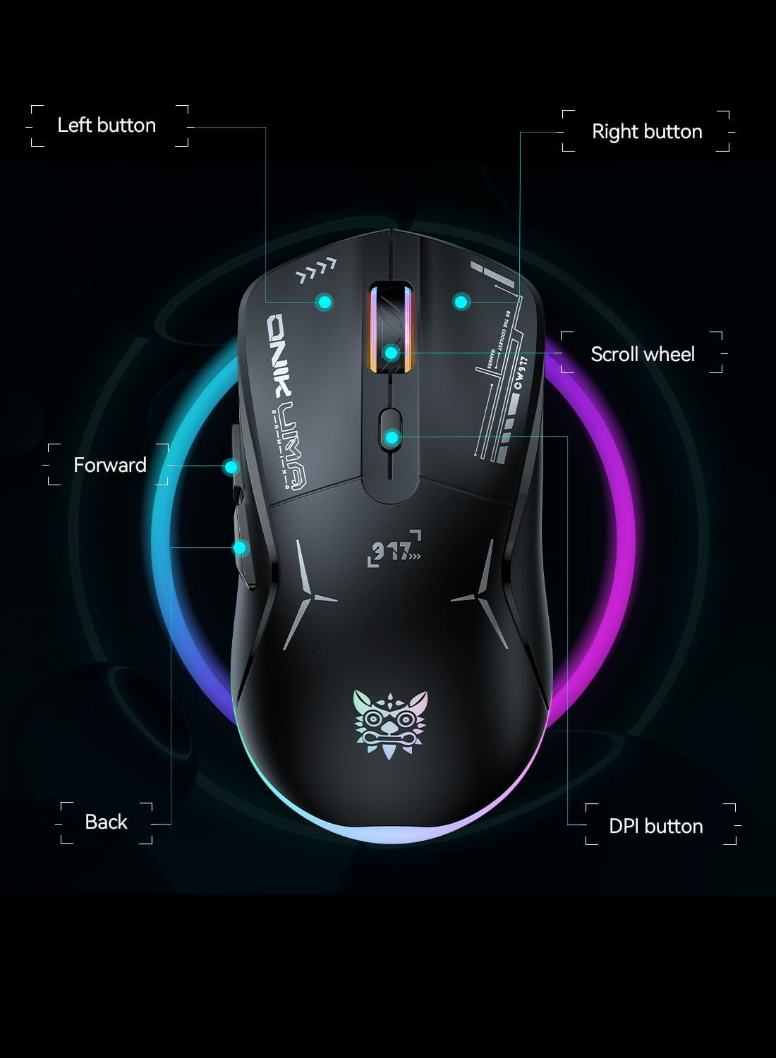Wireless Gaming Mouse, 4 Adjustable DPI, Ergonomic Optical Office Mouse, 7 Buttons Corded Mice Wired/Wireless Gamer Mouse Rapid Fire Key,For Window/Pc/Laptop/Desktop/Mac/Chromebook image number 1