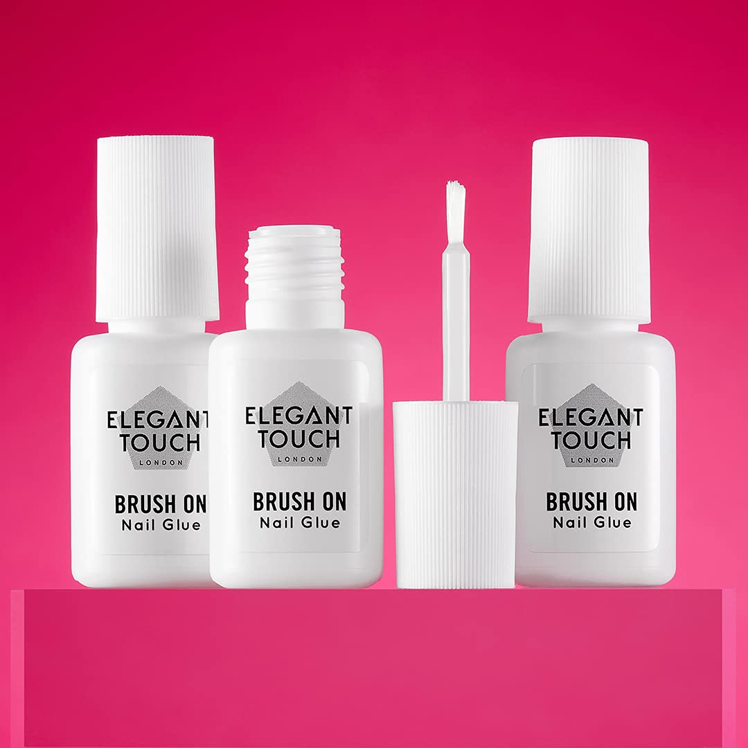 Elegant Touch Brush on Nail Glue Clear 6Ml (Packaging May Vary)