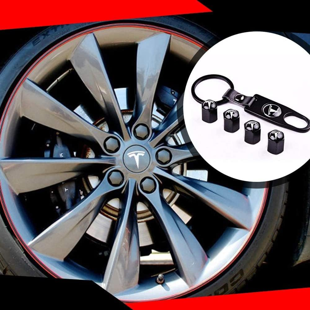 For Tesla Wheel Cap Kit, Tesla Model 3 Aero Wheel Cap Kit Wheel Lug Nut Covers Hub Center Cover Nut Cover Caps with Tyre Valve Caps for Tesla Model 3 Wheel (Black) - Black 30Pcs image number 1