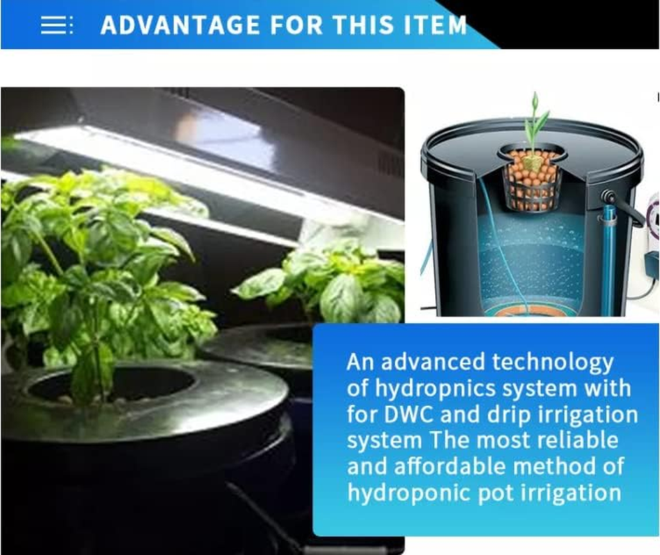 GROZY Hydroponic DWC & Drip Recirculating Growing System 4 Plant Buckets Complete Kit