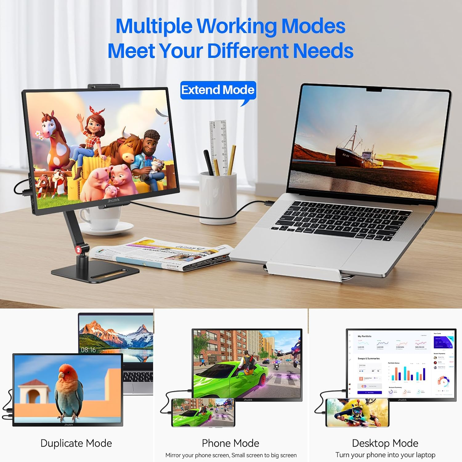 14 Inch Touchscreen Portable Monitor 1200P Slim and Lightweight Bezel Less FHD IPS HDR Gaming Monitor, Laptop Travel Sub-Monitor with Built-In Speakers and VESA for Laptop Mac PC Xbox PS4/5 Switch