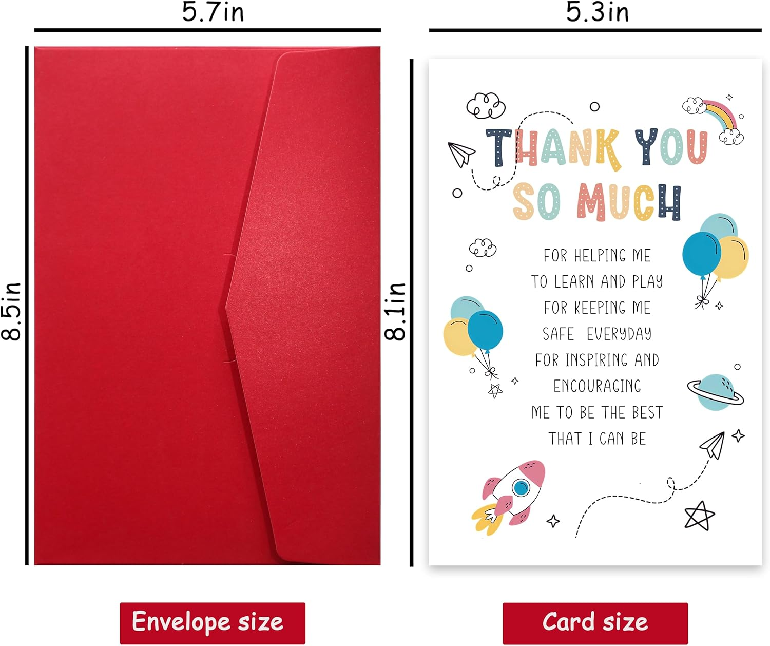 Bewoow Heartfelt Thank You Card for Teacher, End of Year Gifts for Child&rsquo;S Teachers, Cute Teacher Appreciation Card, Thank You Gift for Preschool Teacher or Nursery Teacher, Thank You so Much Card image number 1