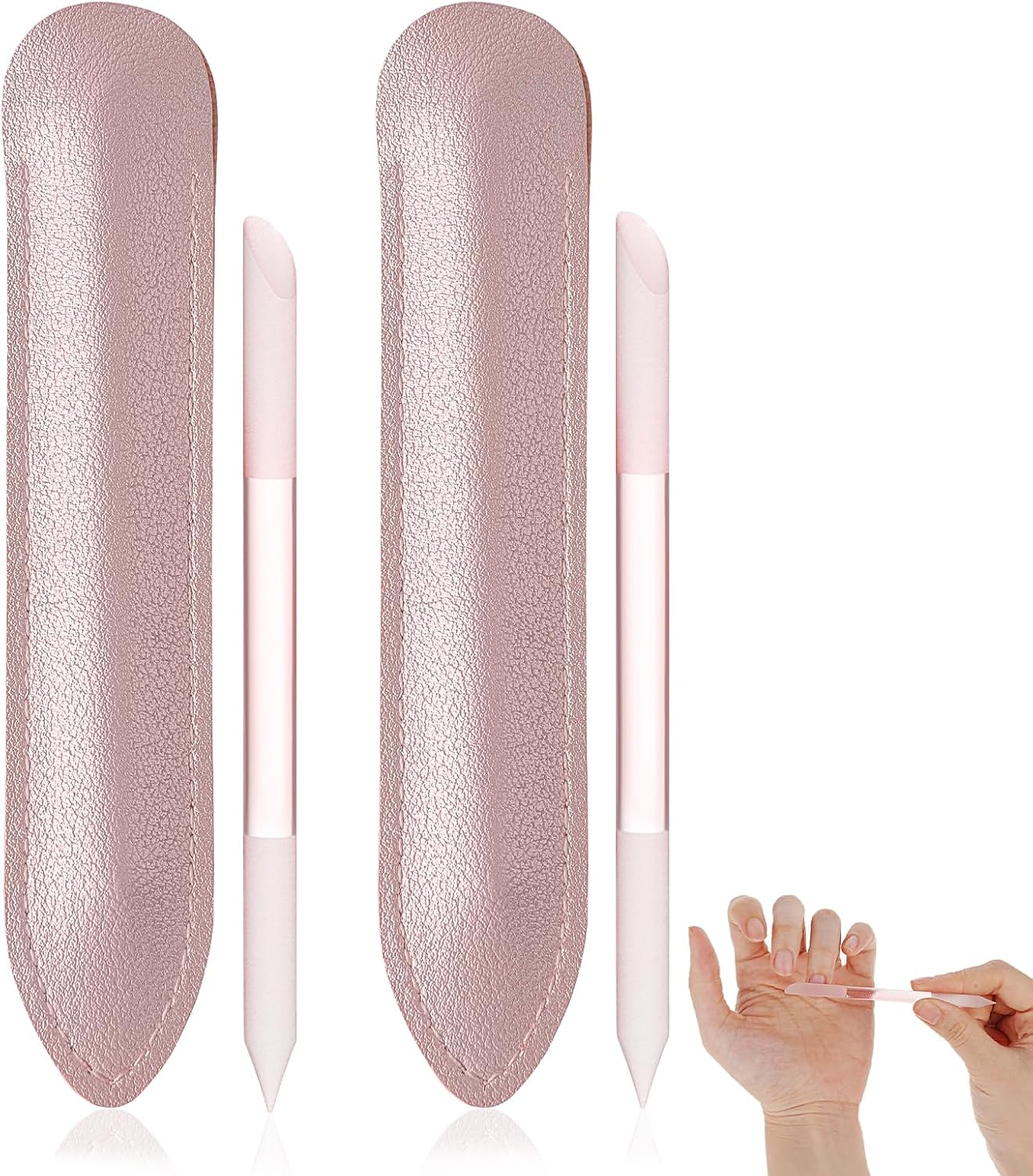 2 Pcs Glass Cuticle Pusher, Dual Ended Cuticle Remover Tool, Cuticle Trimmer Manicure Stick with Leather Case, Fingertip Precision Filing Cuticle Remover Tools for Nail Salons, Home image number 3