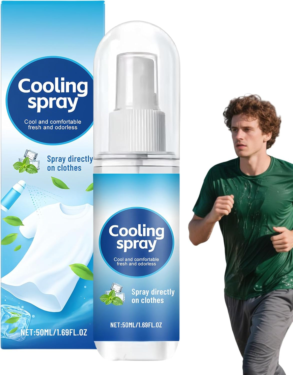 Qkbuza Cooling Spray for Hot Weather - Cooling Spray for Clothes,50Ml Refreshing Liquid Soothing Solution for Men Women Adults Teens Athletes Yoga Beach Vacation Running image number 1