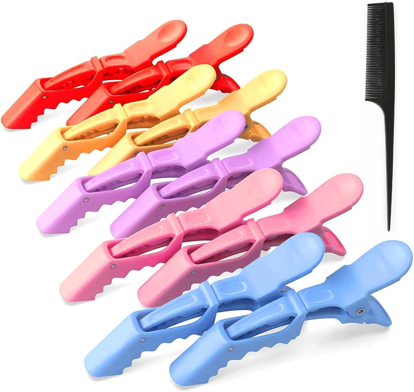 AYNKH 10PCS Crocodile Hair Clips with Styling Comb, Professional Alligator Clip with Nonslip Grip Wide Teeth, Home Use Salon Sectioning Curling