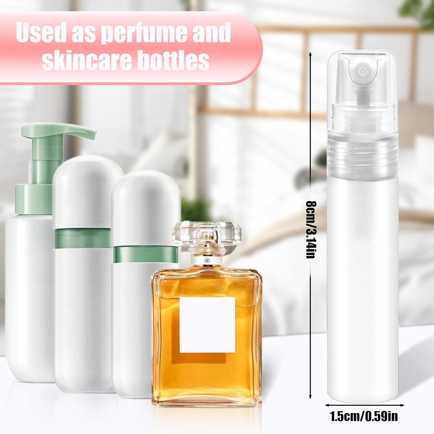 Mini Spray Bottle, 6 Pcs Mini Clear Perfume Bottle, 5Ml Refillable Fine Mist Spray Bottles for Liquid, Perfume, Makeup Tool, Travel image number 3