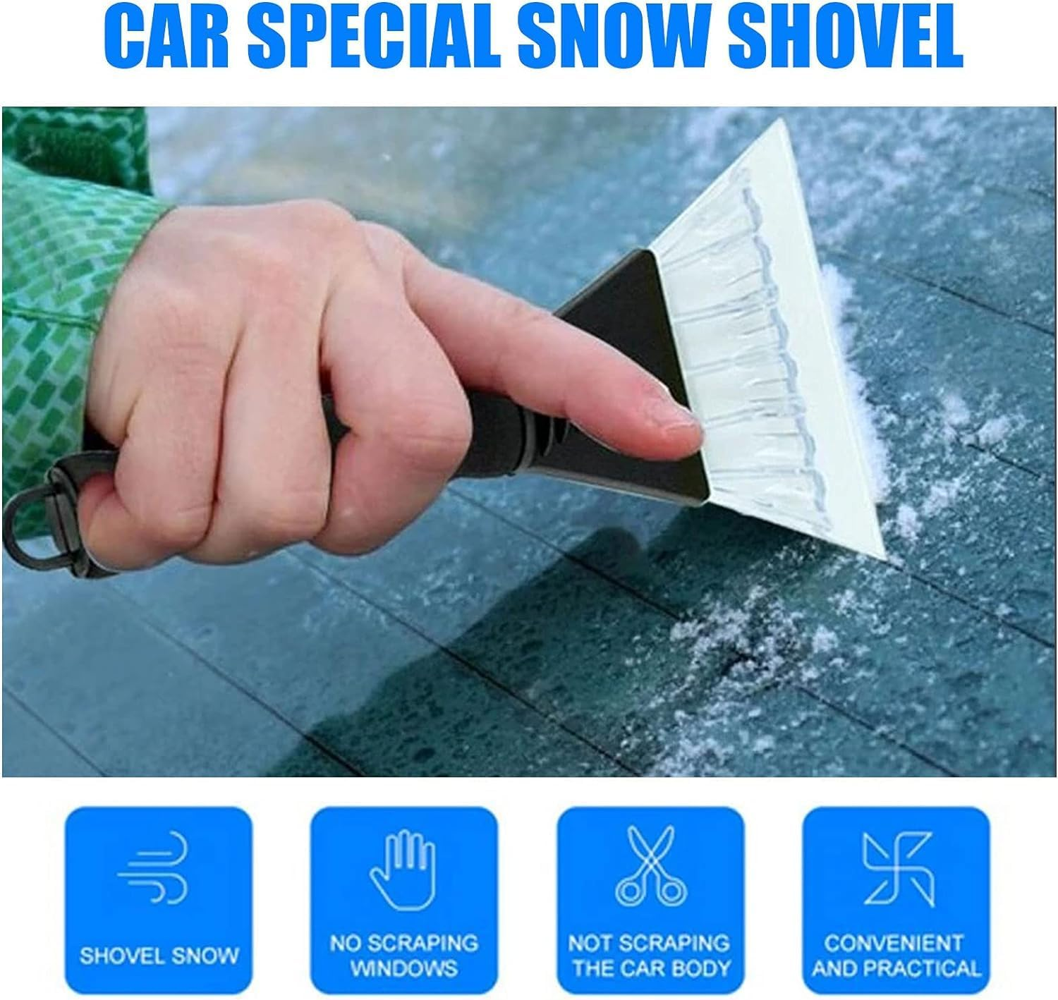 Ice Scraper 2 Pieces Ice Scraper for Cars Winter Care Windscreen Ice Scraper with Soft Grip No Scratches Windscreen Scraper Snow Removal Frost Scraper Non-Slip Comfort Foam Grip for Car Snow Shovelf image number 4
