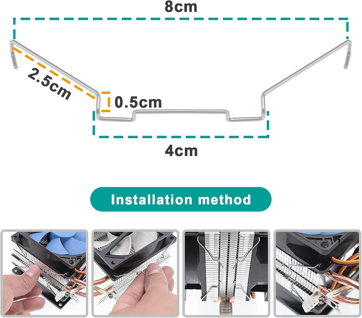 Create Idea 4Pcs 9Cm CPU Heatsink Fan Wire Buckle Stainless Steel Computer CPU Cooling Fan Clips Upper Hook Type Fixing Clip for Hollow Shaft Fans Compatible with Jonsbo CR1400 CR1200 image number 4