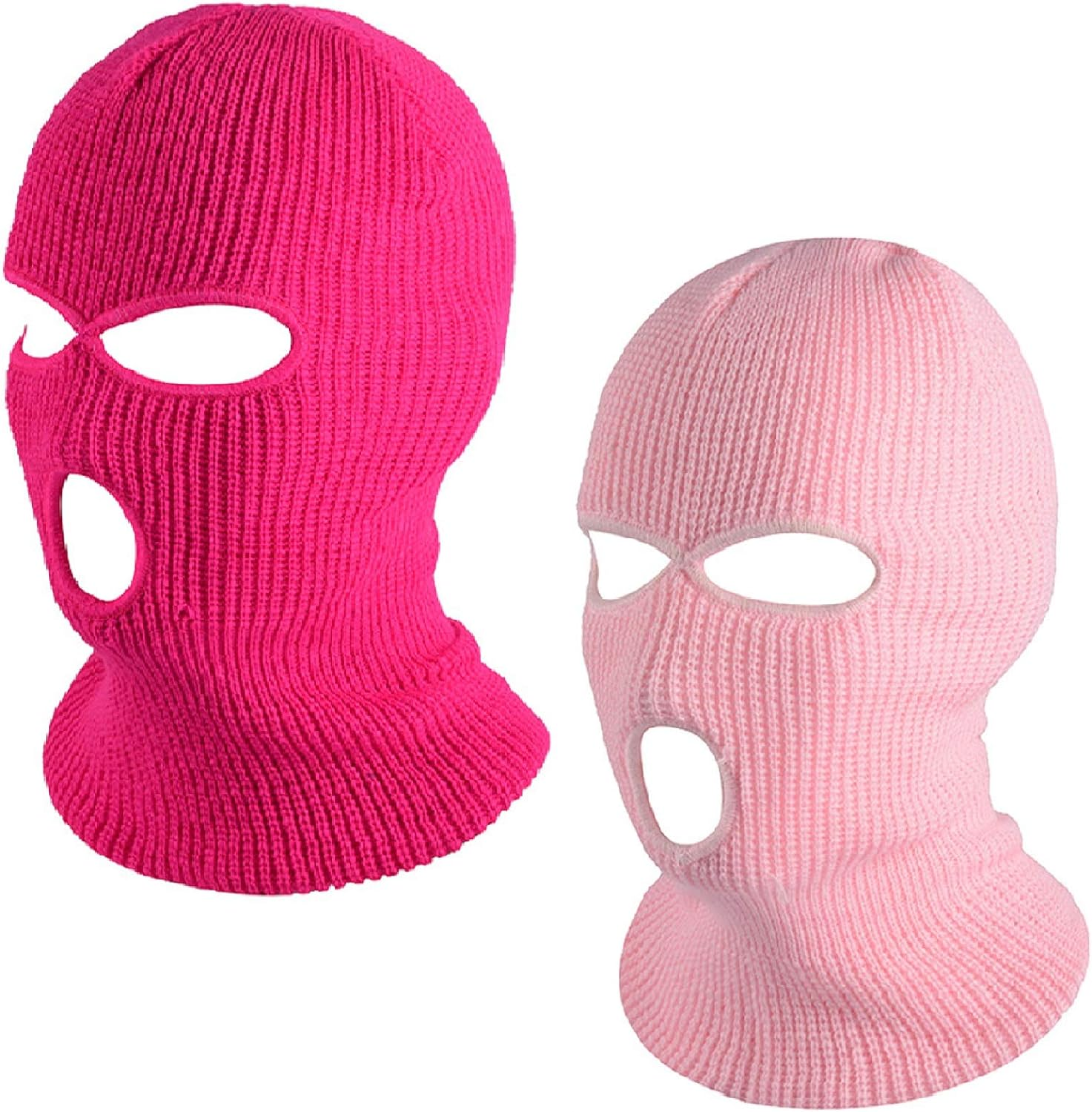 3 Hole Winter Knitted Mask, Outdoor Sports Full Face Cover Ski Mask Warm Knit Balaclava for Adult - Black+Grey image number 3
