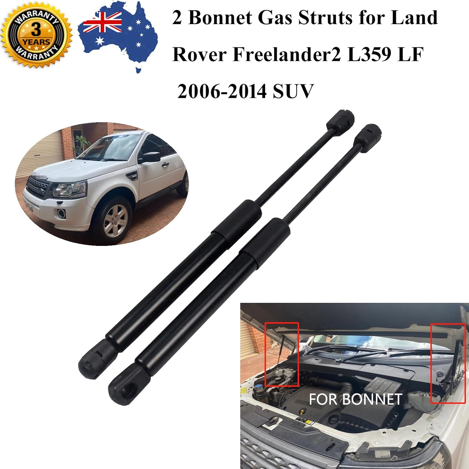 2 Bonnet Gas Struts for Land Rover Freelander 2 L359 2006-2014 SUV Springs Front Hood LR001773 2446YW 2995XU 6H5216C826BD image number 3