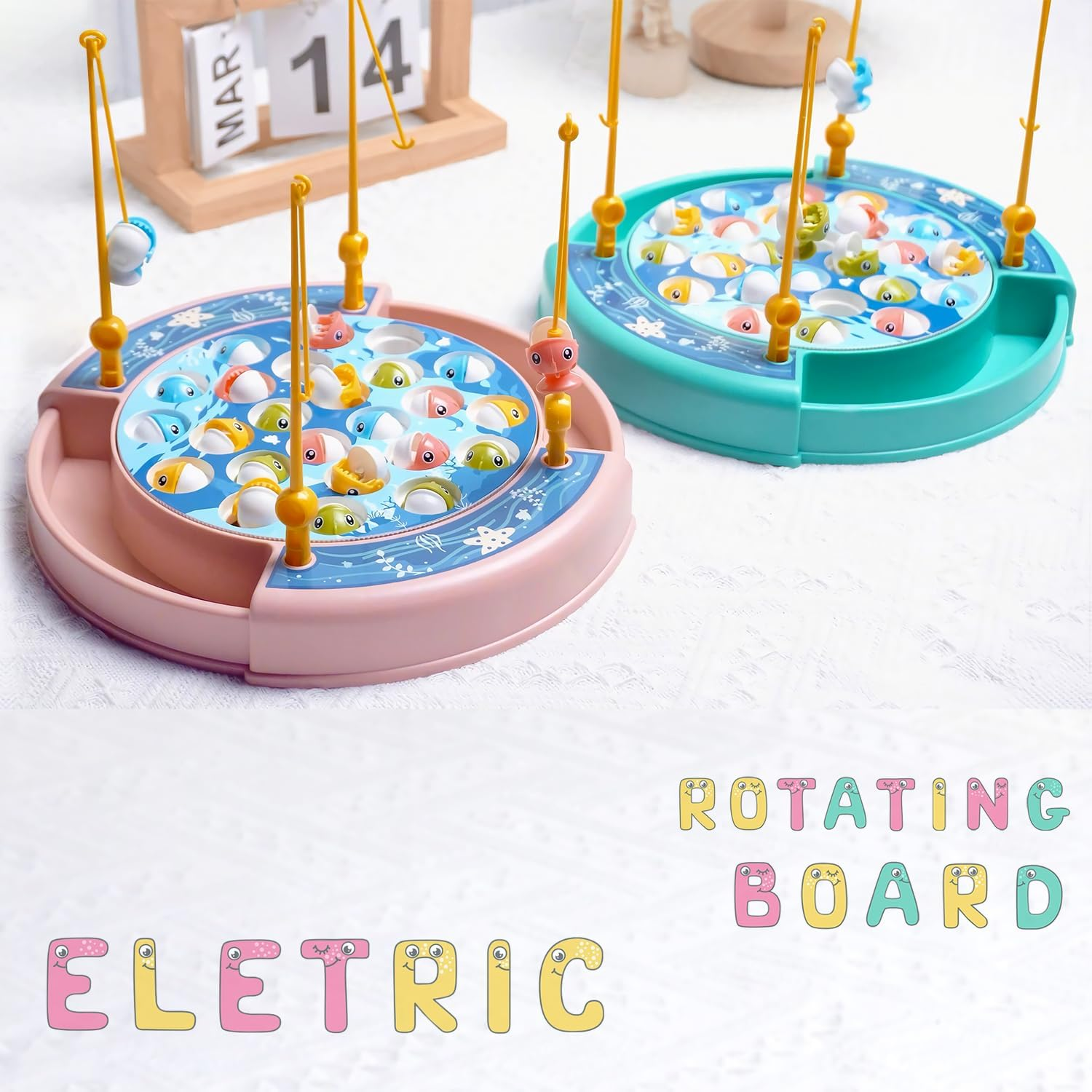 Fish Toy Kids Fish Game, Magnetic and Hook Fishing Game for Kids (Pink)