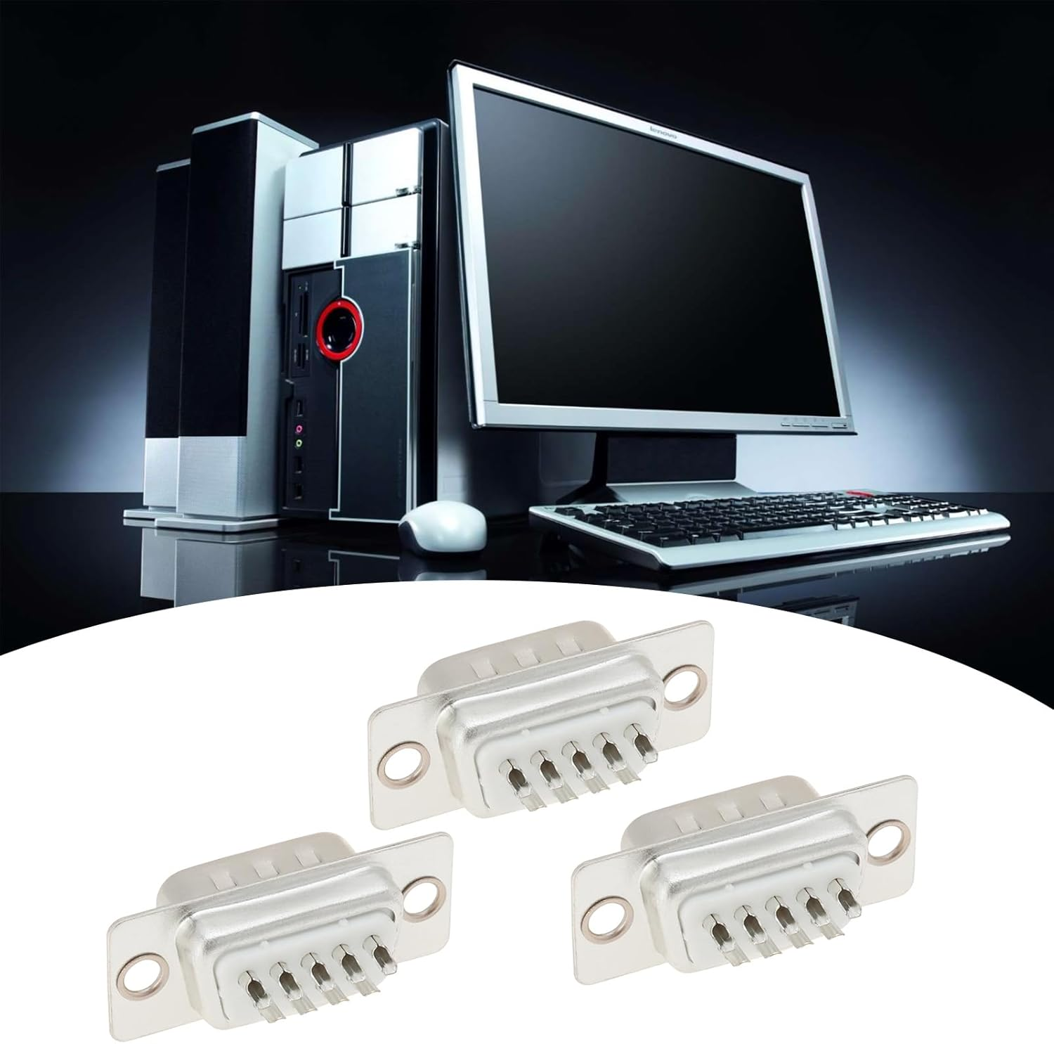 YINETTECH 10PCS DB9 RS232 Male Connector 9 Pin D-SUB Serial Solder Type Gold Plated Joints Connector for Automatic Control Equipment Computer Set-Top Box image number 4