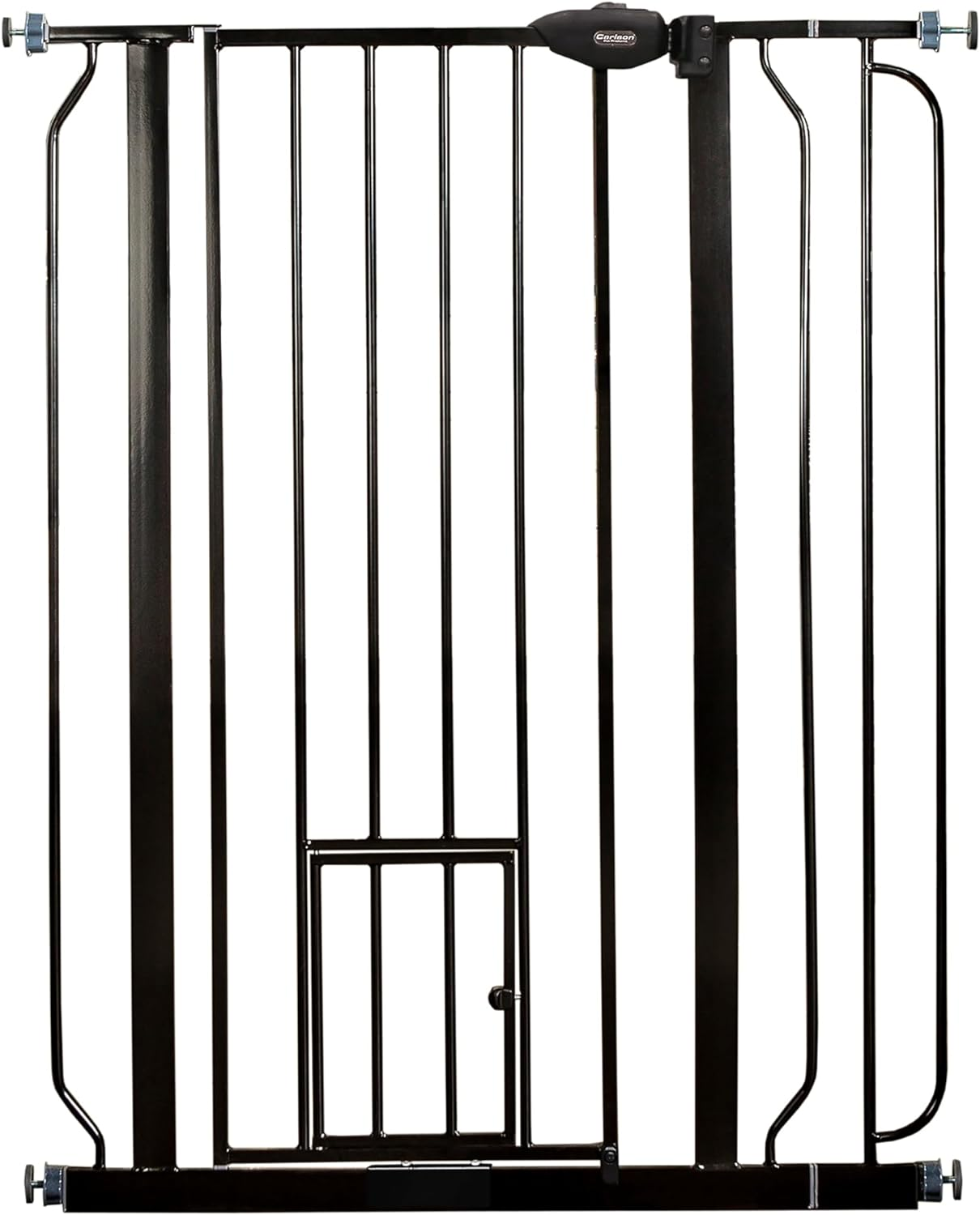 Carlson Extra Tall Walk through Pet Gate with Small Pet Door, for Openings 29"-39" Wide,Includes 4-Inch Extension Kit, 4 Pack Pressure Mount Kit and 4 Pack Wall Mount Kit, Black image number 4