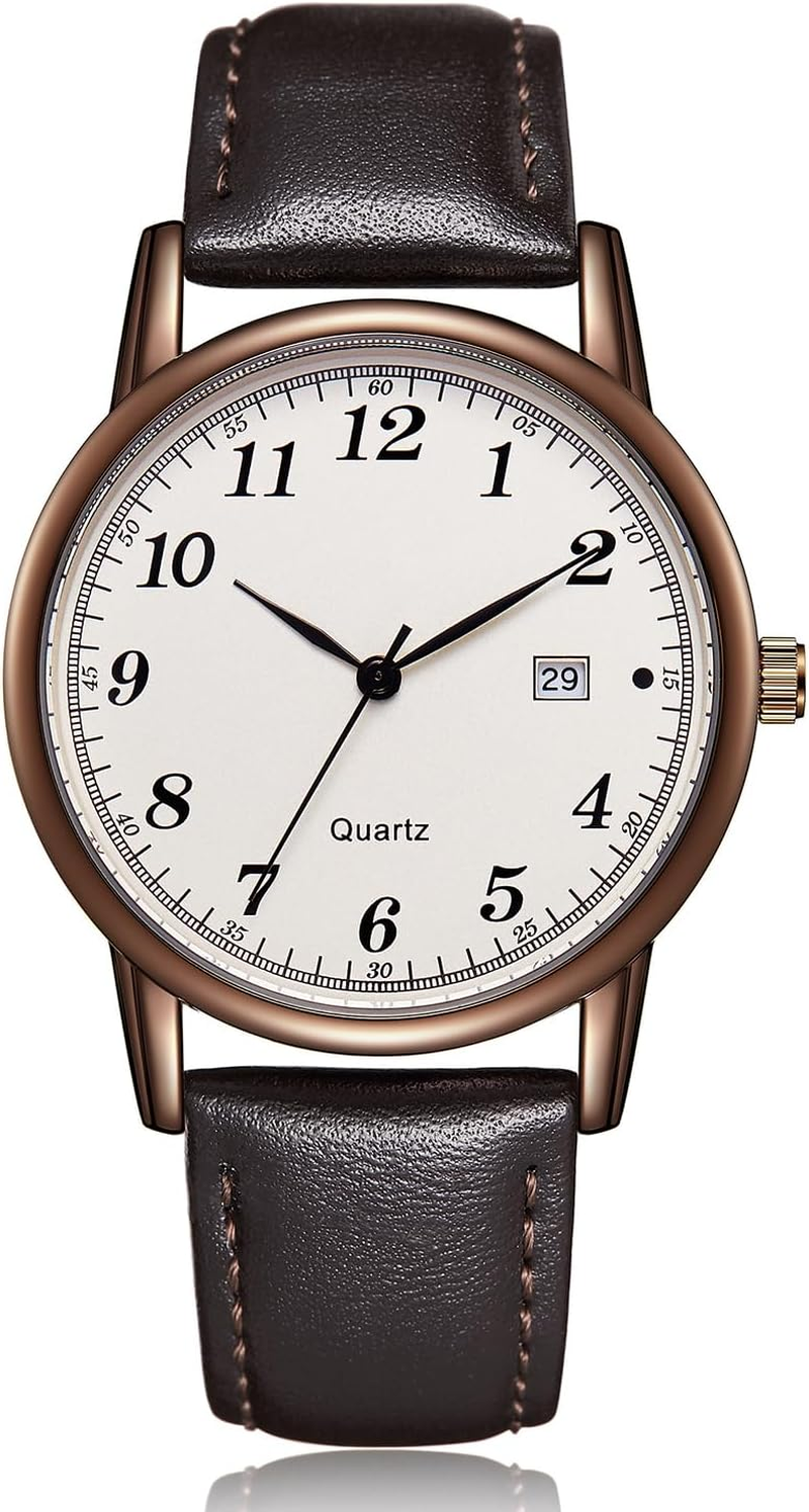 CIVO Watches for Men Military Leather: Waterproof Analog Quartz Minimalist Face - Sport Casual Date Wrist Watch