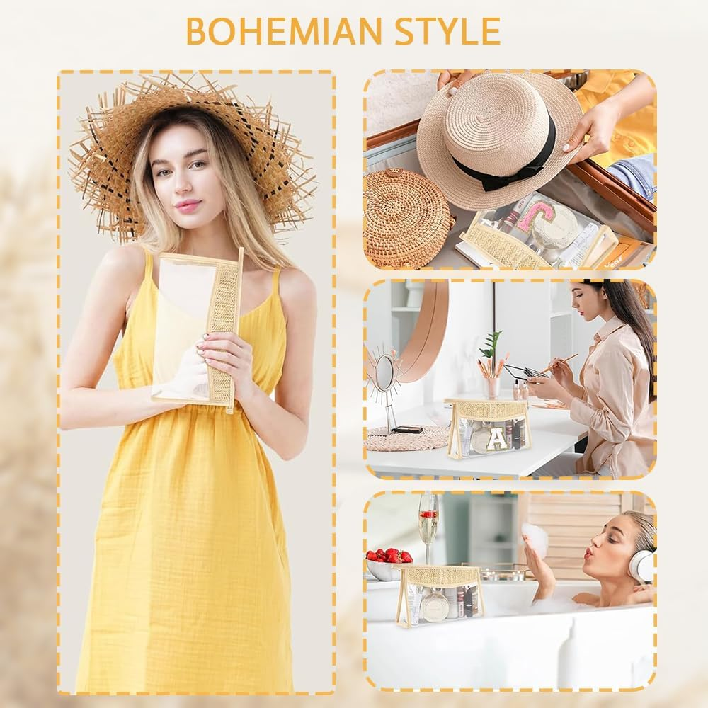 6 Pieces Transparent Makeup Bag, Splicing Waterproof Transparent Makeup Bag with Zipper, Travel Portable Toiletry Storage Bag, Fashion Storage Bag (Beige) image number 5