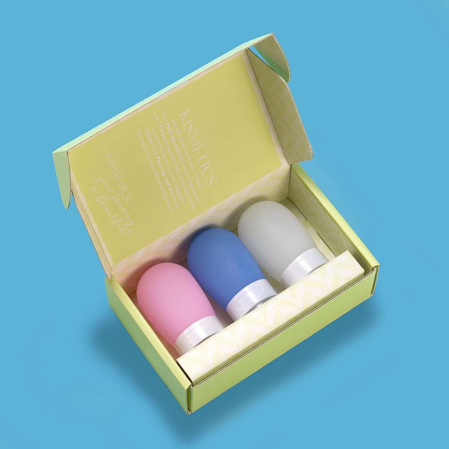 KISMETICS Leak Proof Squeezable Silicone Travel Bottles, Reusable, Refillable Bottles, Bulb Shape, Sustainable, TSA Carry on Approved Toiletries Containers, 3Pcs (2Oz/60Ml) image number 1