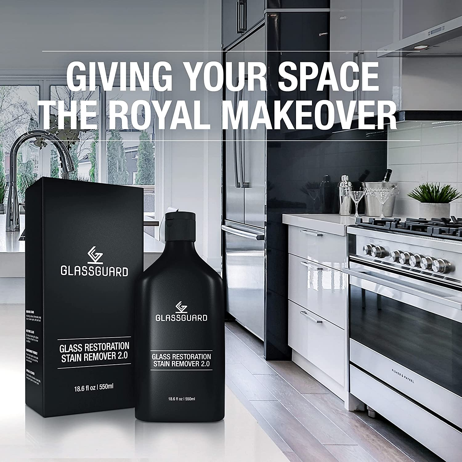 GLASSGUARD Glass Restoration Stain Remover to Clean Shower Doors | Glass Cleaner for Hard Water Stains, Water Spot, Soap Scum & Limescale | 550ML image number 4