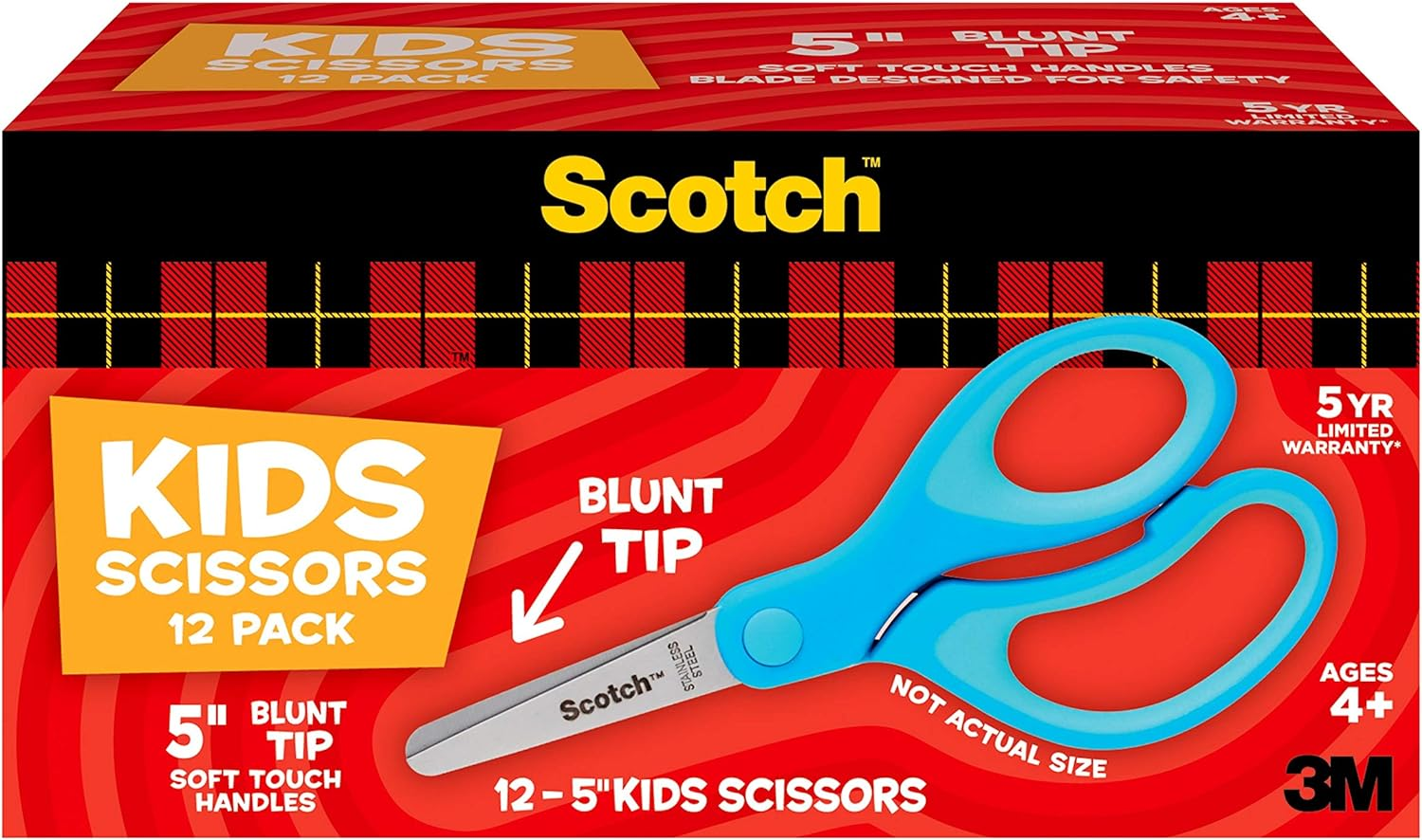 Scotch Soft Touch Blunt Tip Kids Scissors 5 Inches, 12.7Cm (Pack of 12) image number 5