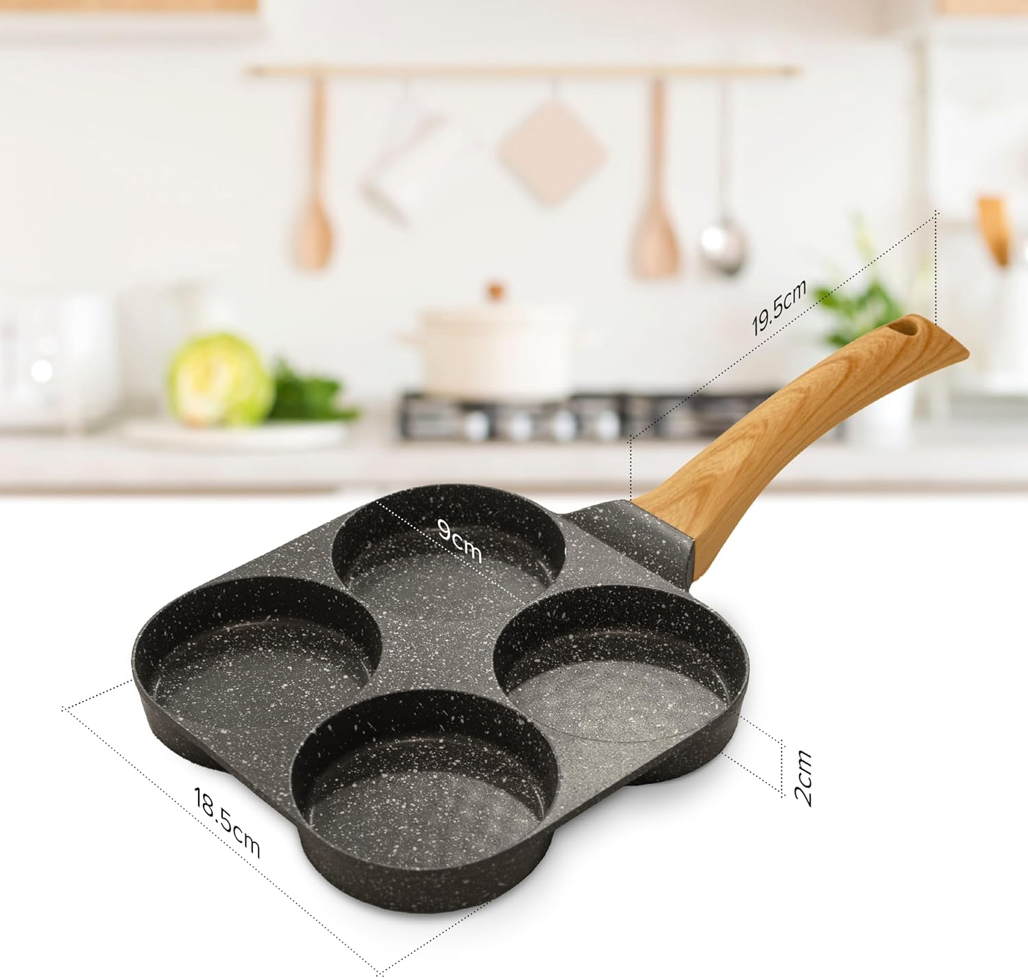 Joeji'S Kitchen 4 Part Egg Frying Pan Non Stick - Pancake Crepe Eggs Pan - 19Cm Pancake Pan for Cooking Healthy French Toast, Burger, Omelette and More with Less Oil image number 1