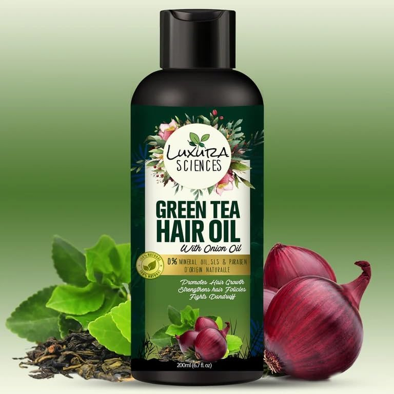 Luxura Sciences Green Tea Hair Oil with Onion Oil 200Ml for Hair Improvement. image number 4