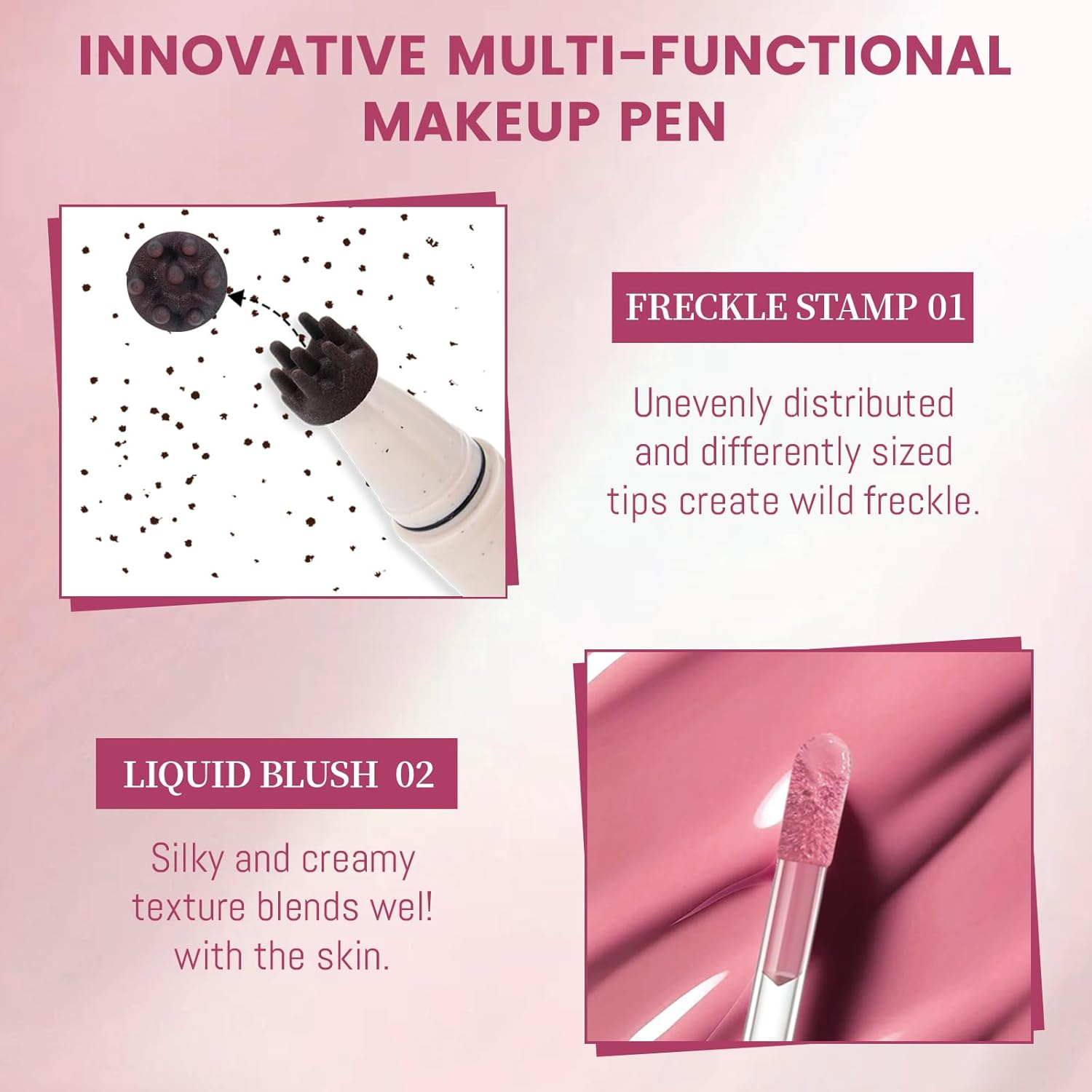 YBUETE 2 in 1 Liquid Freckle Blush Pen, Natural Lifelike Fake Freckles, Lightweight Matte Liquid Cheek Blush Makeup Pen, Long Lasting Waterproof Natural Sun-Kissed Face Makeup for Women#01 - 01 image number 4