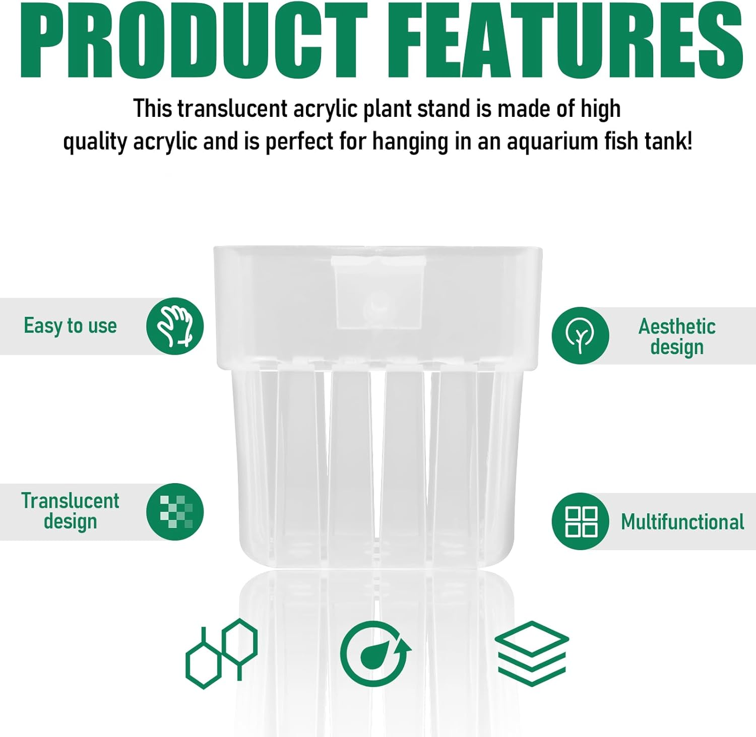 8 PCS Aquarium Plant Holder for Fish Tank, Transparent Pond Plant Baskets, Fish Tank Plant Holder for Hydroponic Cultivation and Water Feature Decoration image number 4