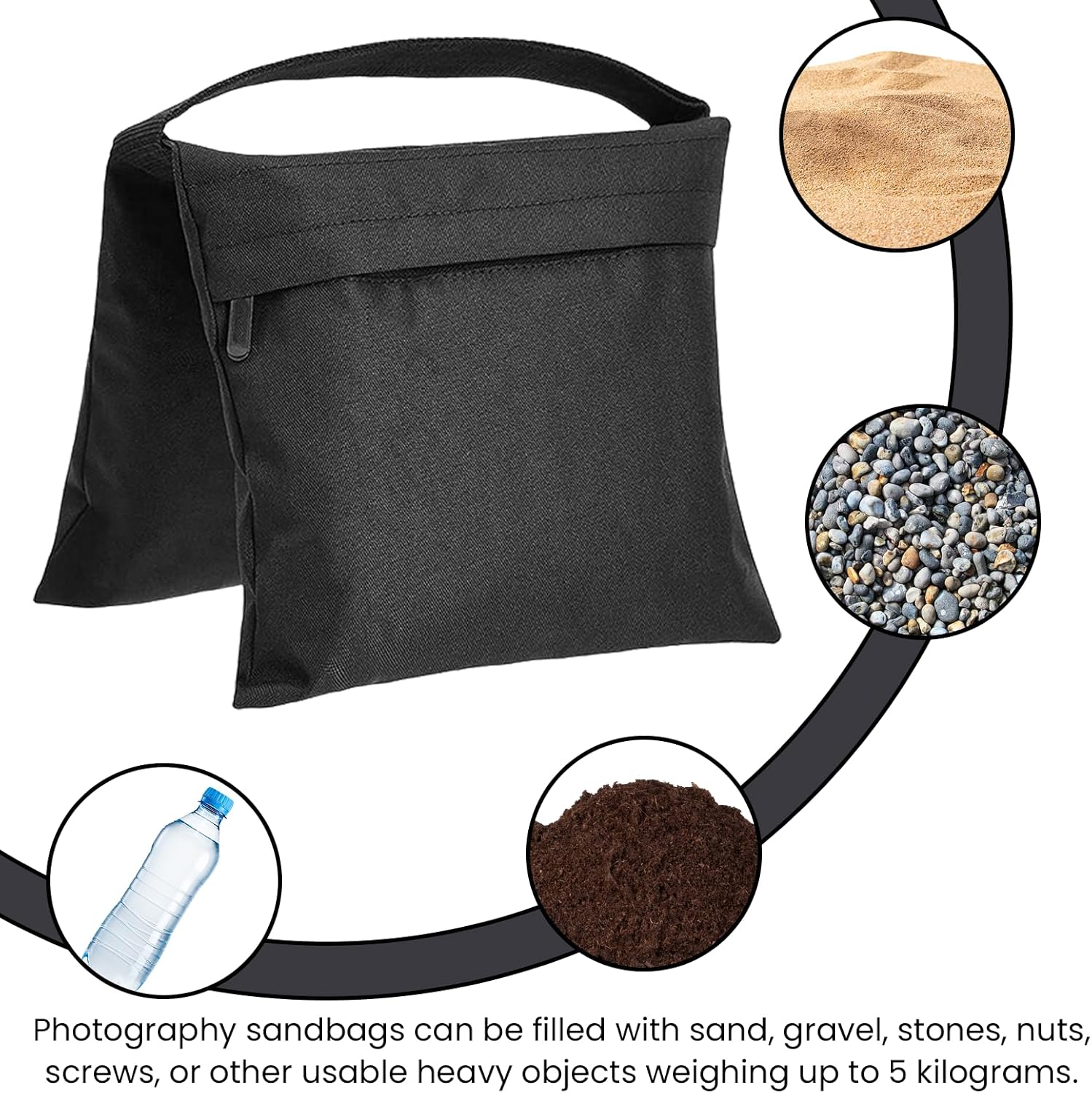 Sandbags for Photography, Set of 4 Sandbags for Photography, Sandbags for Photography, Sandbag for Photography Lamp Stand, Sandbags with 4 Carabiners, Sandbag for Photo Studio, Tripods, Tents image number 5