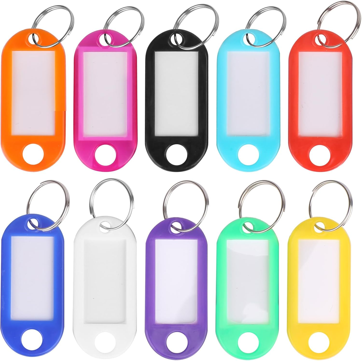 50 Pcs Plastic Key Tags,Split Ring Coloured Labels Key Tags Suitable for Suitcase Backpack Exterior Household Products Classification for Office Workers Parents and Student (50 Pcs) image number 1