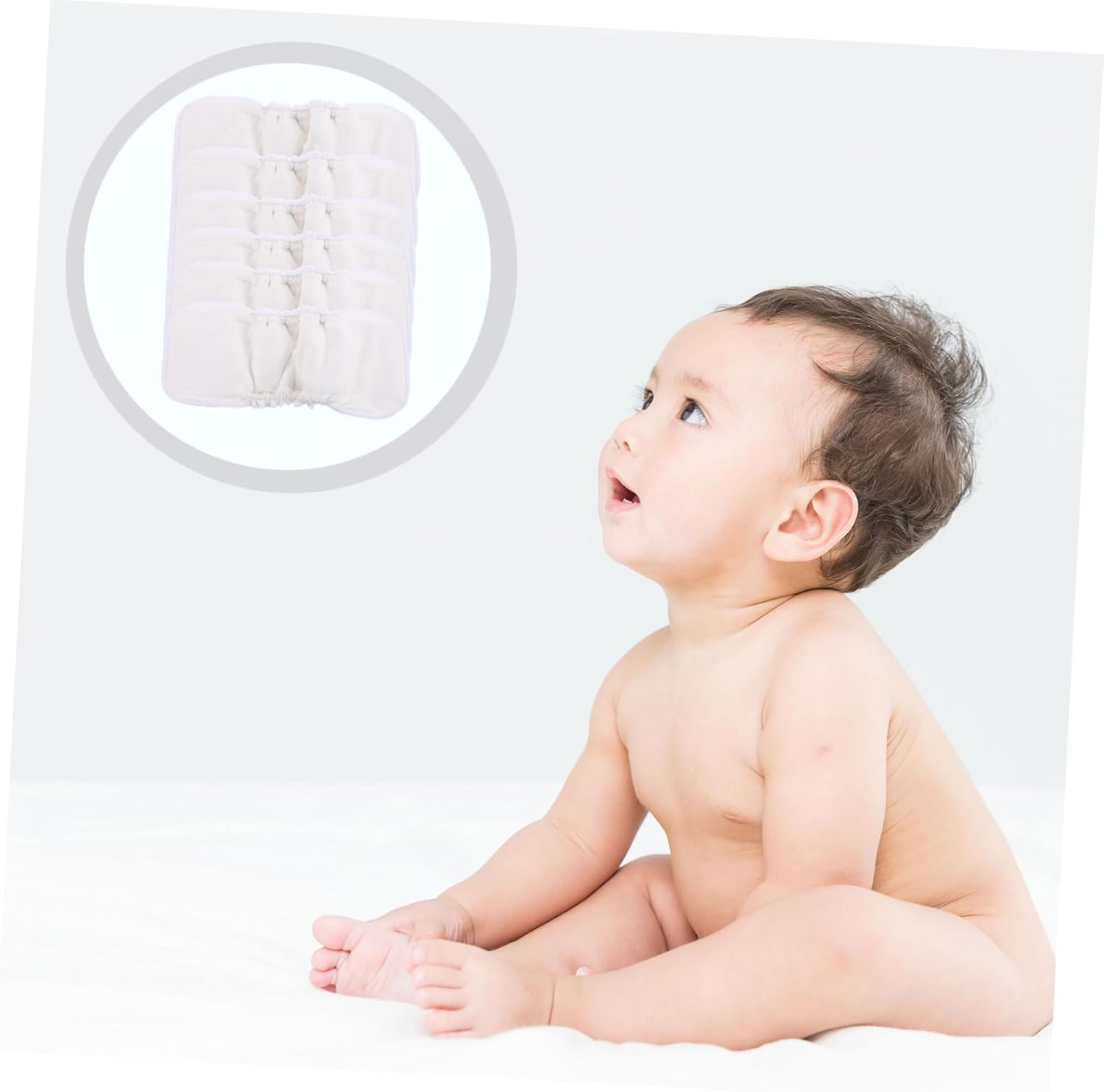 6Pcs Bamboo Cotton Diapers Cloth Reusable Washable Inserts Liners Diaper Pads for Newborn image number 2