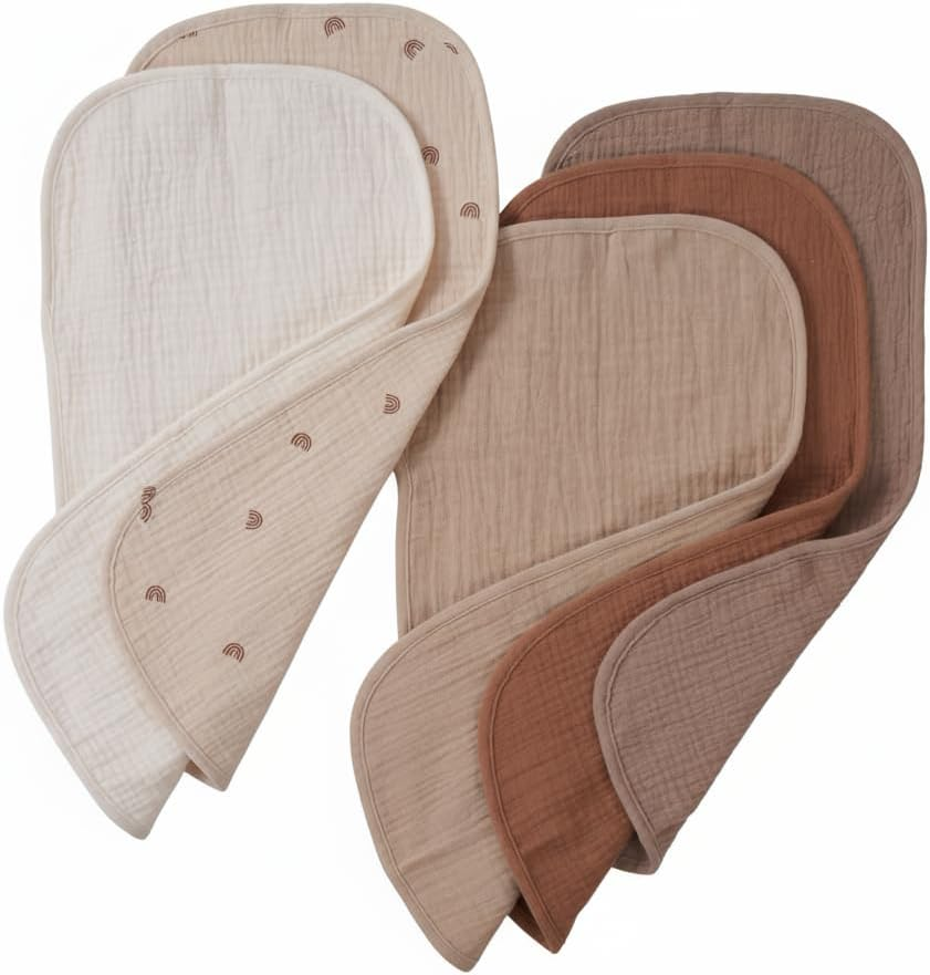 5-Pack Organic Cotton Muslin Burp Cloths - Makeshift Baby Bibs - Milk Spit up Rags - Reusable Wipes - Newborn Essentials - 48Cm X 25Cm (Earth and Sky)