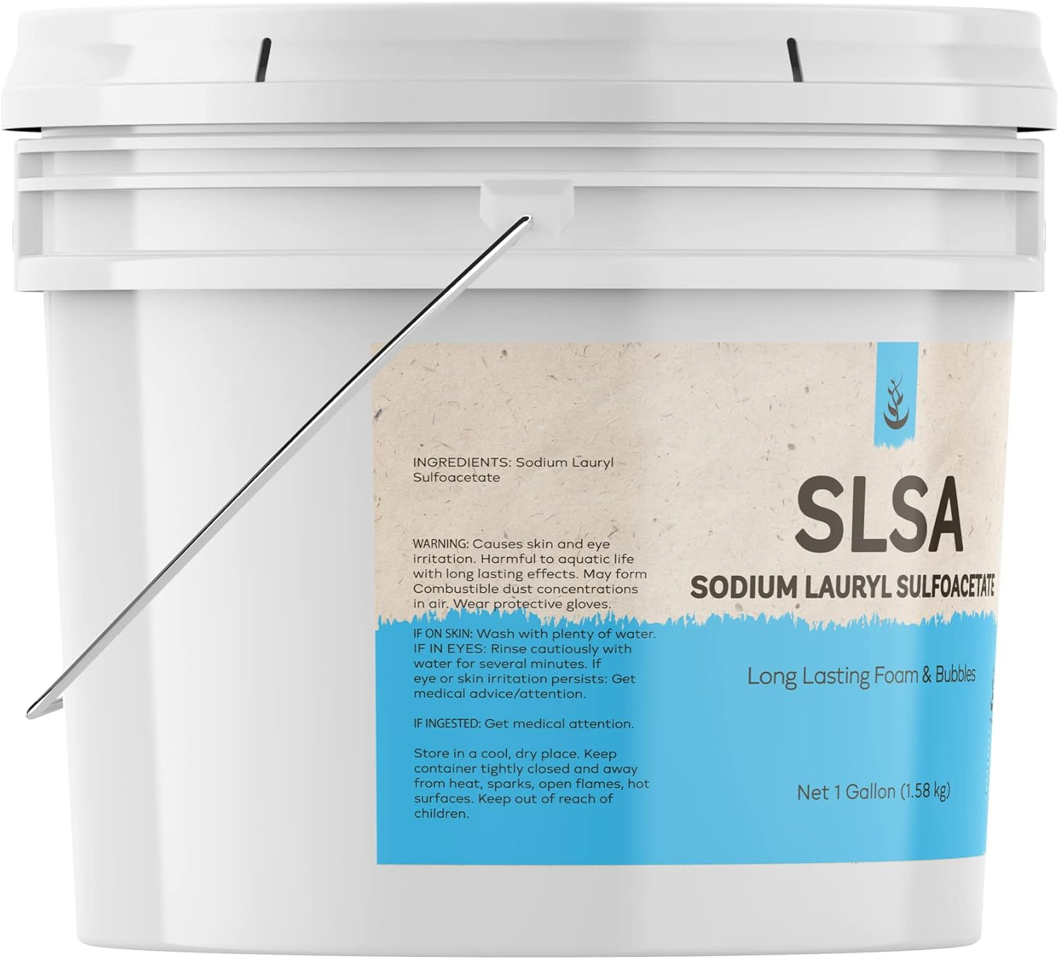 Pure Sodium Lauryl Sulfoacetate (SLSA) (1 Gallon) Long Lasting Foam & Bubbles, Gentle on Skin image number 1
