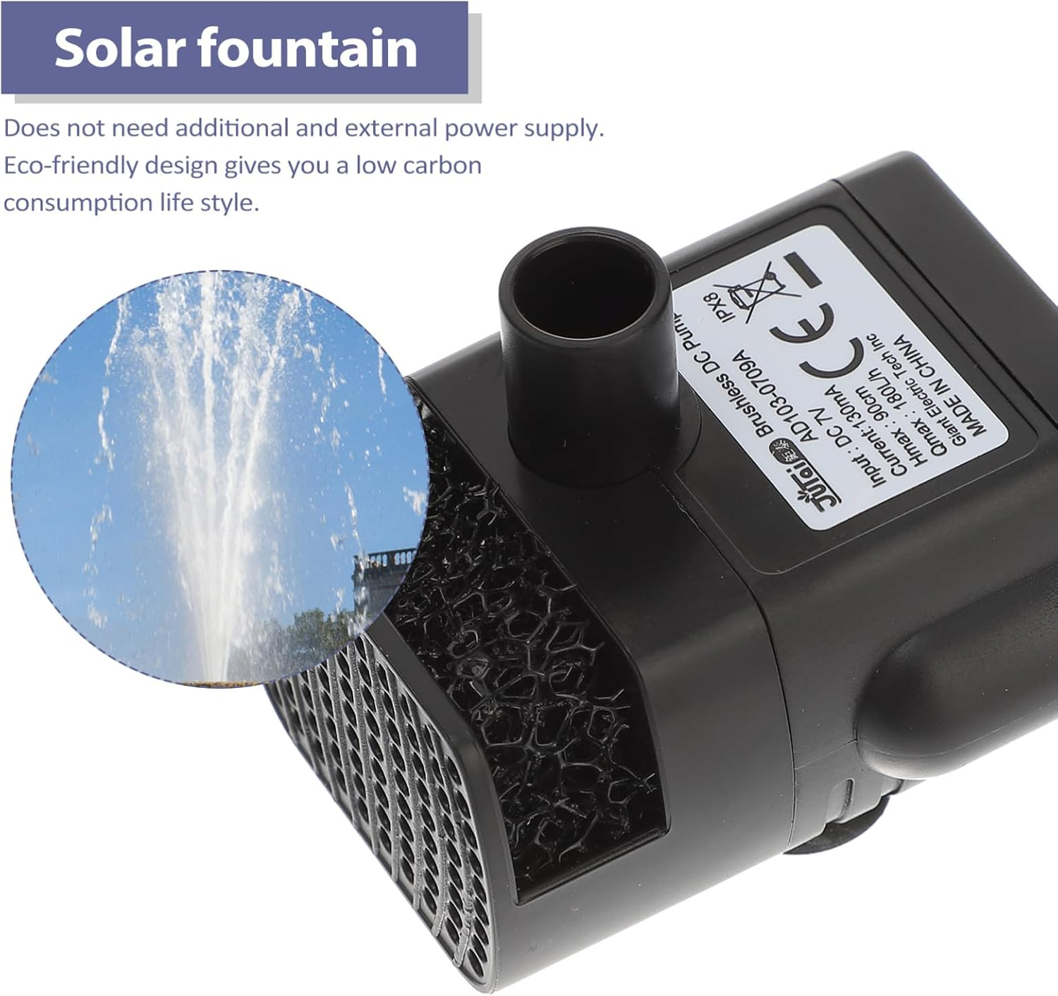 6V 0.8W Solar Pump Fountain Submersible Pump for Pool Garden Solar Water Feature image number 3