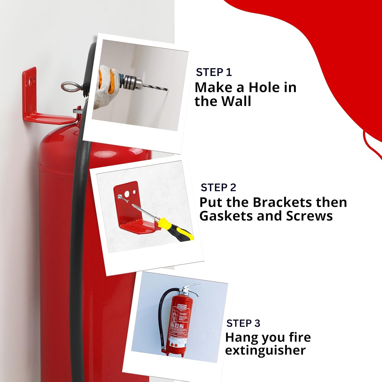 4 Pack of Fire Extinguisher Mount, Wall Hook, Fire Extinguisher Bracket up to 40 Lbs Extinguishers, Suitable for Big and Small Fire Extinguishers, Holder for Dry Chemical and Water Extinguishers image number 2