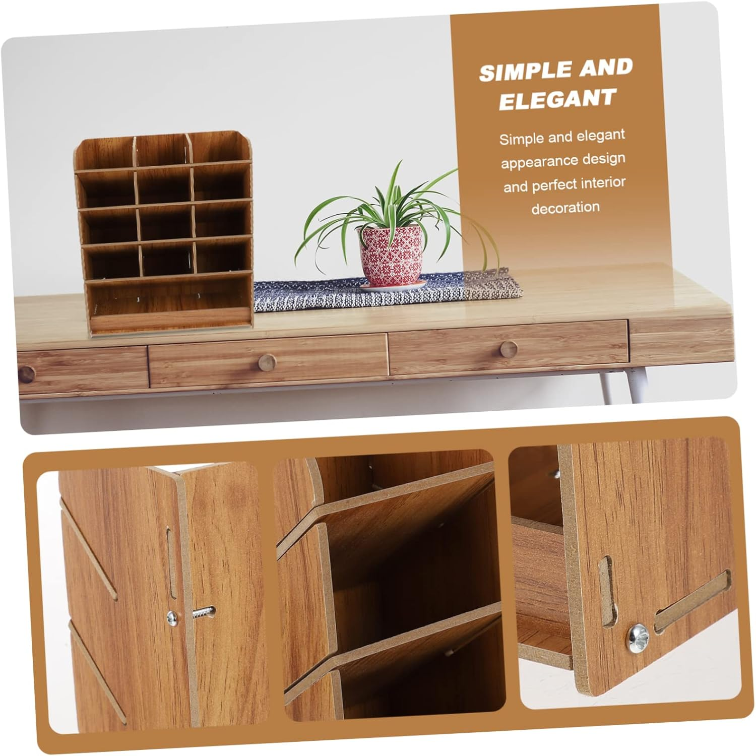 MAGICLULU Wooden Pencil Case Large Capacity Multi-Grid Desk Organizer Pen Holder Office Supply Stationery Storage for Study Room and Office Desktop image number 5