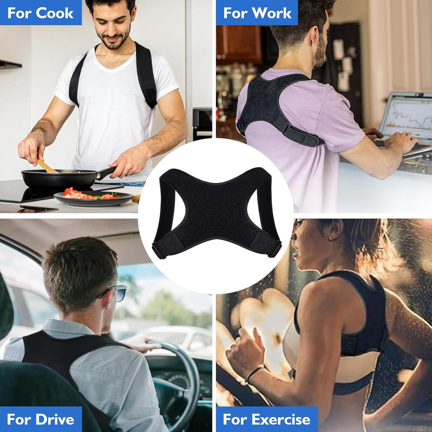 Advanced Posture Corrector for Men & Women, Breathable & Adjustable Orthopedic Support for Upper Back, Neck, Shoulder Pain Relief & Improved Posture, Orthopedic Posture Corrector (Black) image number 4