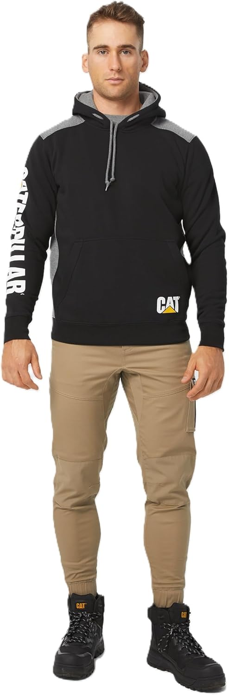 CAT Men'S Logo Panel Hooded Sweatshirt, Black, X-Large image number 5