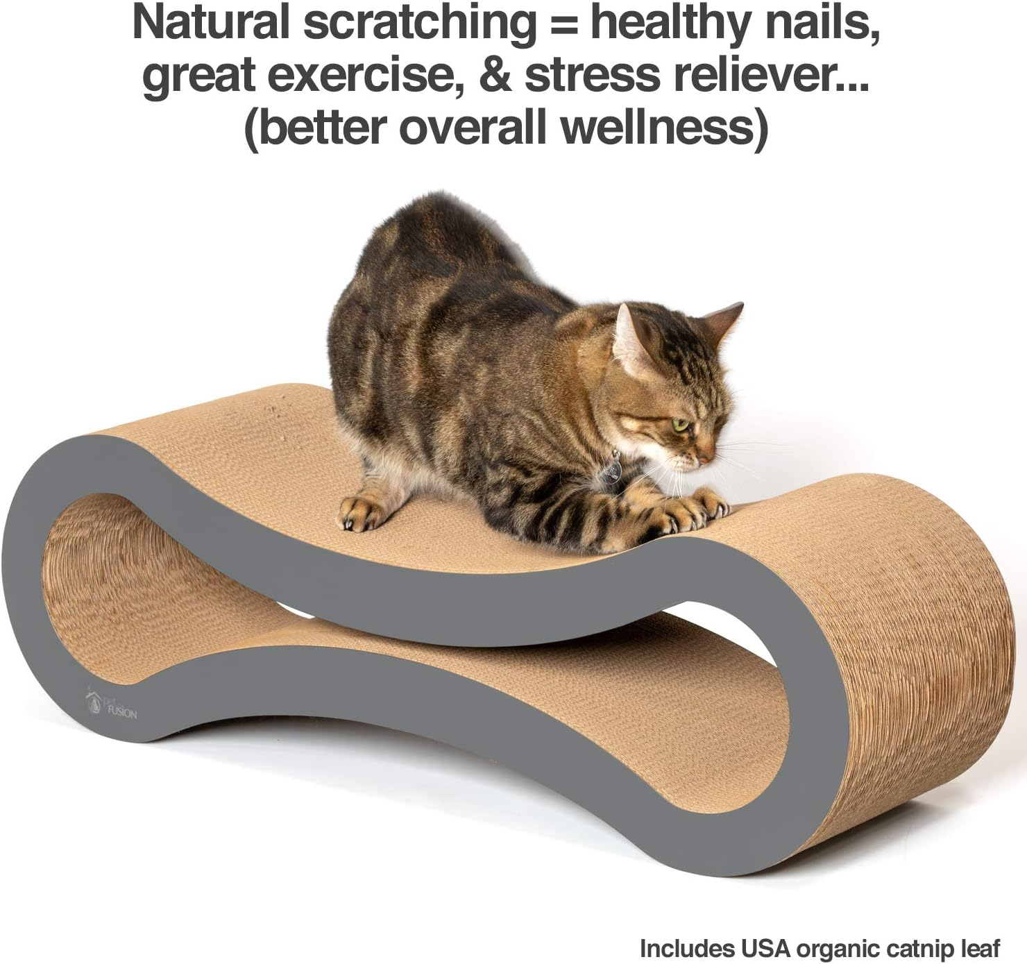 Petfusion Ultimate Cat Scratcher Lounge, Reversible Infinity Scratcher in Multiple Colors. Made from Recycled Corrugated Cardboard, Durable & Long Lasting. - Walnut Brown image number 2