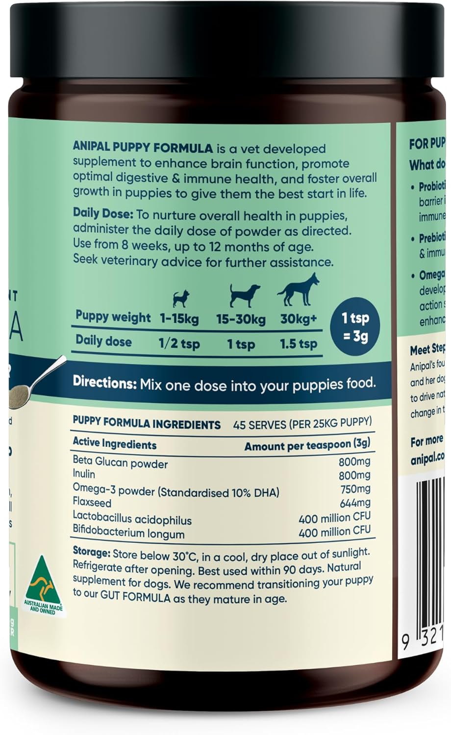 Anipal Puppy Formula 135G - Powder Meal Topper image number 2