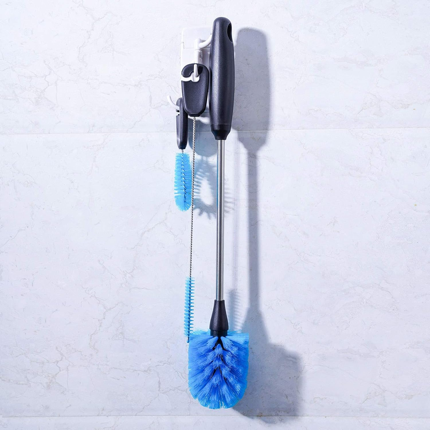 3-In-1 Stainless Steel Water Bottle Brush Set, Long Handle Water Bottle Scrubbing Brush, Built for Cleaning Narrow Neck Bottles, Sport Bottles, Coffee Mugs, Tumblers, Flask, round Head